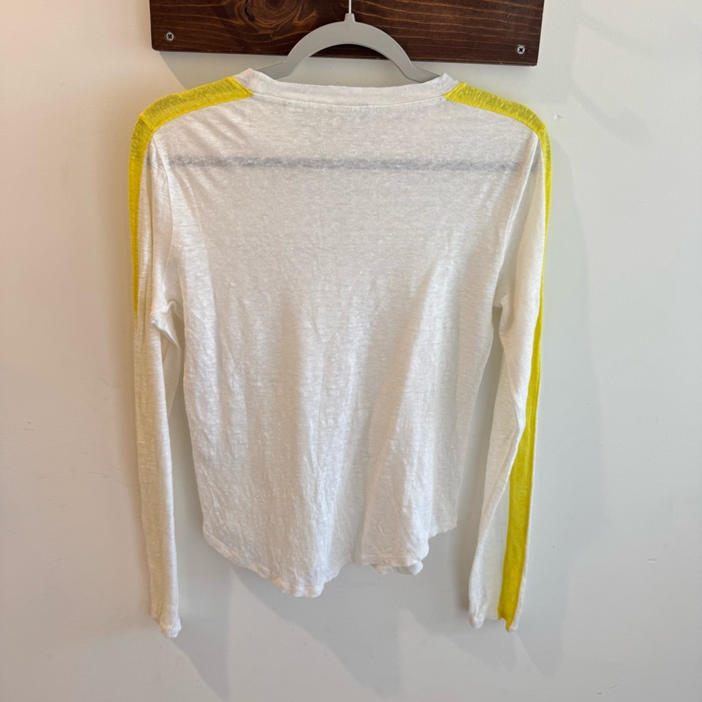 BLDWN‎ Landon Linen Long Sleeve Tee Optic White Solar Flare Small - Picture 6 of 6